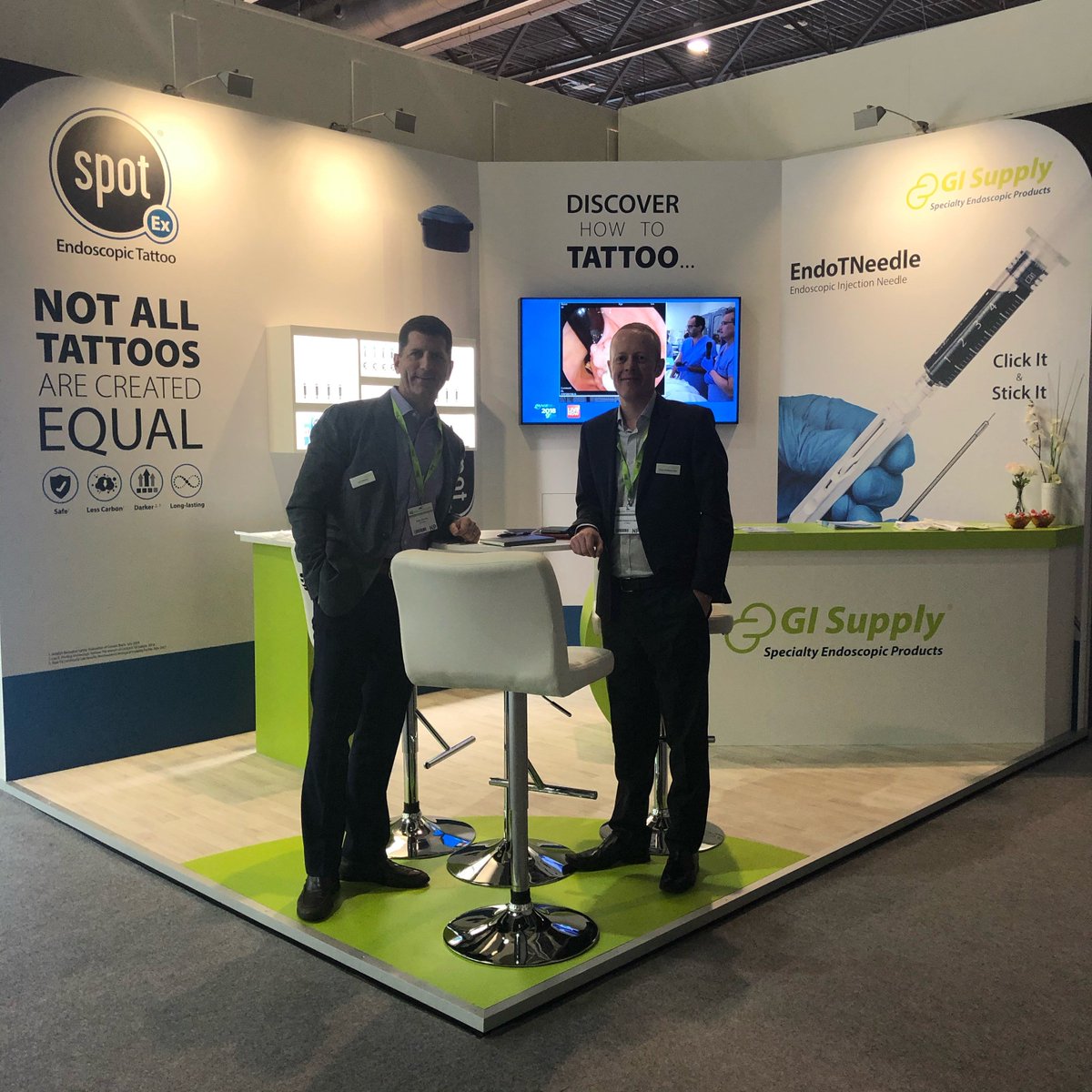 GISupplyEndo's tweet photo. Day 1 has been quite the success at @UEGWeekLive! See you tomorrow for another day of education and networking, why not ask us what #clickitandstickit means @my_ueg #stand41 #uegweek #injectionneedle #barcelona https://t.co/WWyj98KnYK
