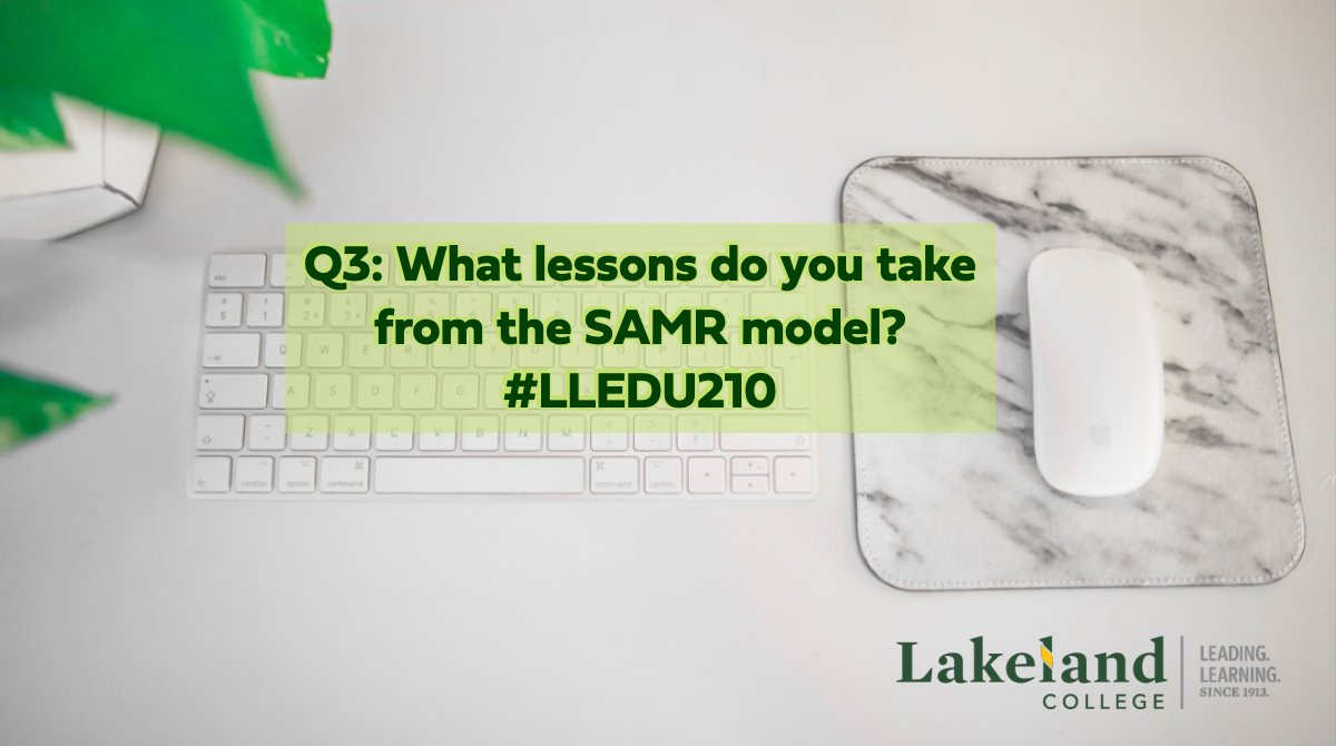 ATEP2022's tweet photo. A3: The SAMR MODEL taught me that we can enhance our knowledge through technology and we don't lose valuable information, but build upon it.
#LLEDU210 https://t.co/NrlrWA0PJ0