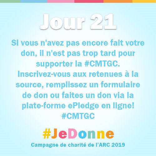 TedGallivan's tweet photo. Si vous n'avez pas encore fait votre don, il n'est pas trop tard pour supporter la #CMTGC. Inscrivez-vous aux retenues à la source, remplissez un formulaire de don ou faites un don via la plate-forme ePledge en ligne! # JeDonne #CMTGC https://t.co/7c0b9g9tGm