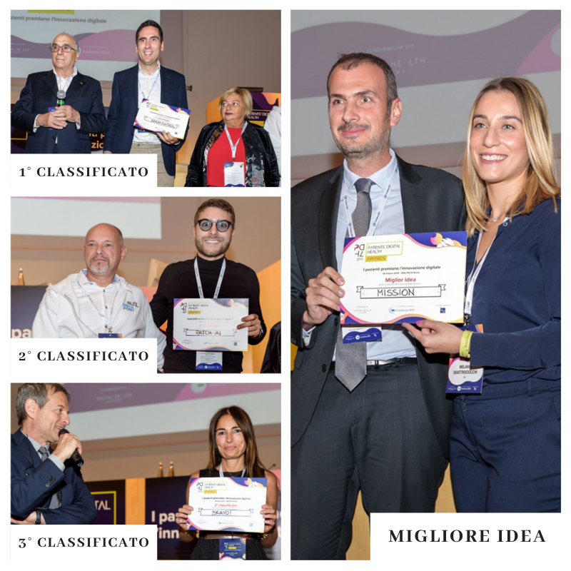DigHealthAca's tweet photo. 📷 Ecco alcune foto della seconda edizione del Patients' #DigitalHealth Awards - I pazienti premiano l'innovazione digitale! 
L'evento, promosso dalla Digital Health Academy, ha coinvolto 43 Associazioni di #Pazienti con il supporto incondizionato di #FondazioneMSD.
#PDHA19 https://t.co/d8rOdxognl