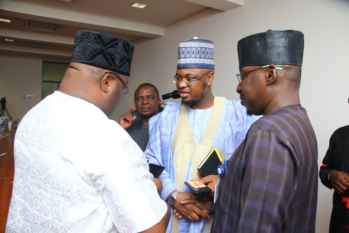 FMCIDENigeria's tweet photo. The Arrival of the Honourable Minister of Communications, @DrIsaPantami at the @NGRSenate Building for an official meeting with the Senate President, Distinguished Senator @DrAhmadLawan and Colleagues.
#FMoCtoday
#FMoC19 https://t.co/sMAAgQbPYF