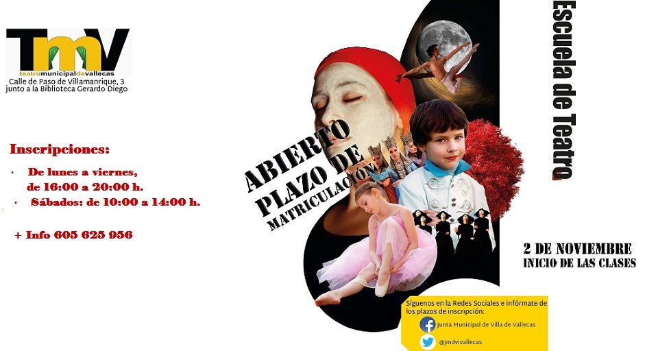 Si lo tuyo es la interpretación, ya puedes matricularte en los talleres que organizamos en el teatro municipal de Vallecas. Organizamos clases para todas las edades, de lunes a viernes, por la tarde y los sábados por la mañana.