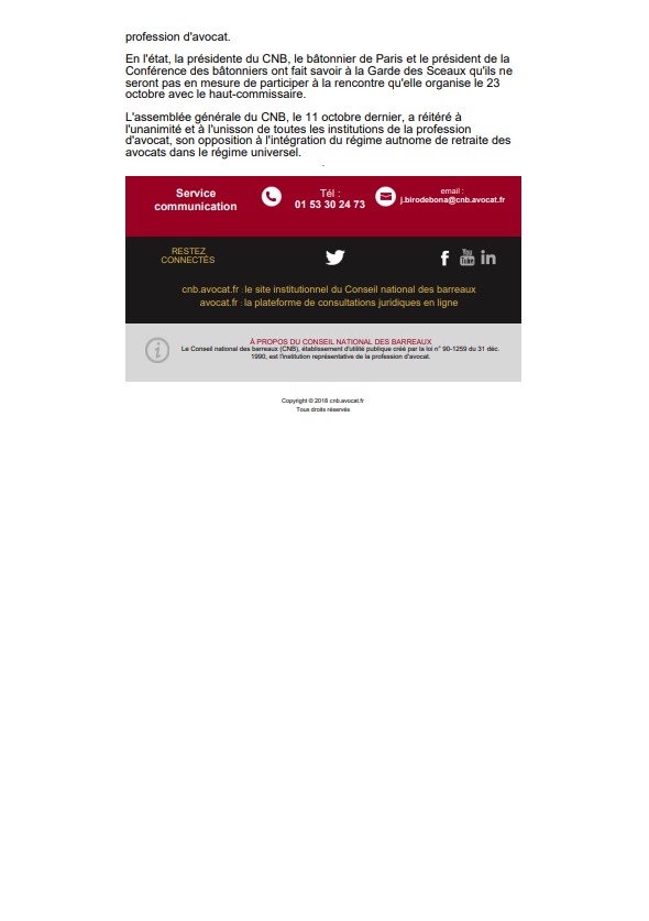 CNBarreaux's tweet photo. [#ReformeRetraites]
"Cet article 52 du #PLFSS2020 est un casus belli pour tous les avocats. Le CNB exige que le gouvernement présente un amendement de suppression. Cet amendement est un préalable à toute reprise de contact avec la profession d'avocat" 

Communiqué à lire ici ⤵ https://t.co/rwjargB42v