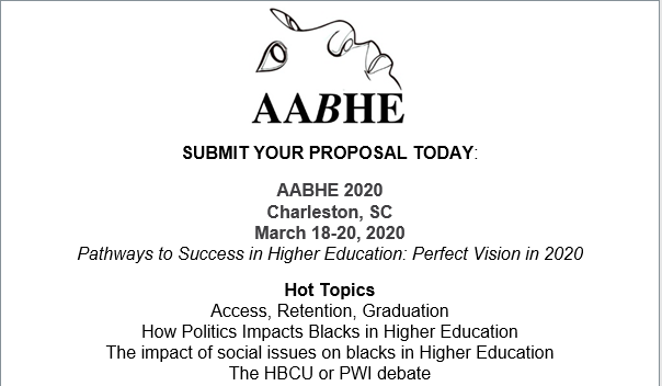 AABHE encourages submissions for 2020 conference presentations that inspire creative thinking, promote innovative programs and embolden policy initiatives leading to greater access and leadership opportunities for Blacks in higher education. 
aabhe.education/call-for-propo…