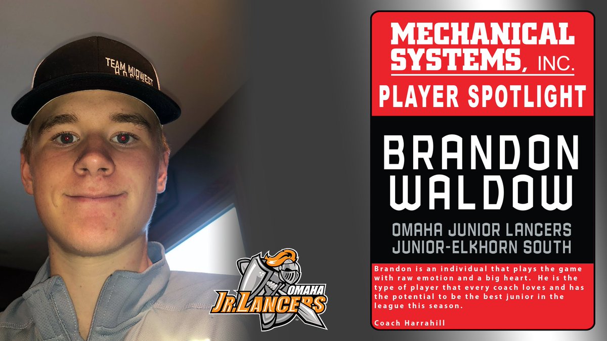#MondaySpotlight The Mechanical Systems Inc player spotlight is Brandon Waldow.

“The OJL program is very competitive.  The coaches care about you as a player and as a young man.  I hope that with my development under coach Harrahill I can continue my game after high school.”