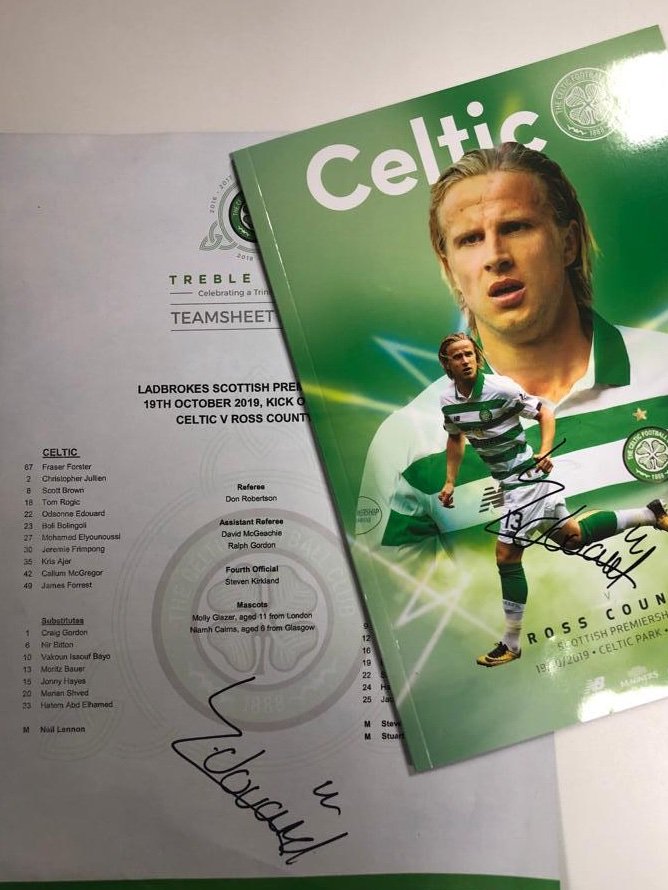Dafabet's tweet photo. 🍀Competition🍀

Dafabet man of the match @Oedouard22 🇫🇷🍋
has signed the #CELROS match programme &amp; team sheet. 

Celts, for your chance to win this prize
￼
✅Follow @Dafabet 
🔁Retweet this post 
￼
🔞+ Only 
￼
Winner by 24/10/19 
￼
#DafabetMOTM #CelticFC #SPFL https://t.co/6pOgl3nb9L