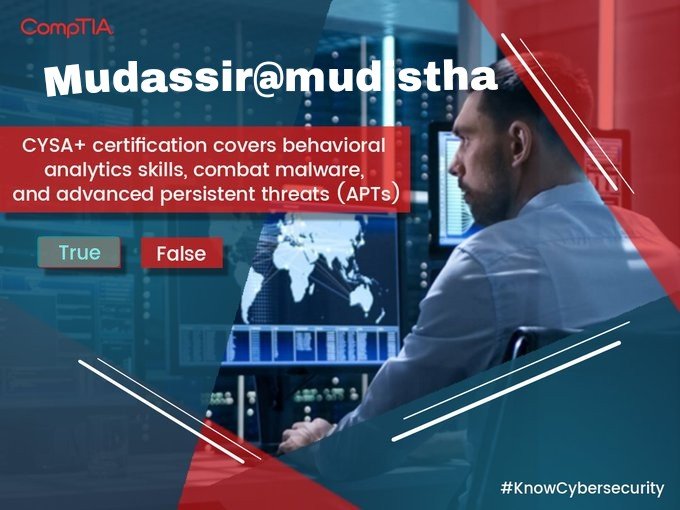 mudistha's tweet image. True✅

#KnowCybersecurity #CompTIAIndia #Contest #CybersecurityMonth @CompTIAIndia❤️

@Annu_2179 @karan875 @blessedkamal @mysterymaish @missnakhro17 @prashpatel_ @imQamarunnisa