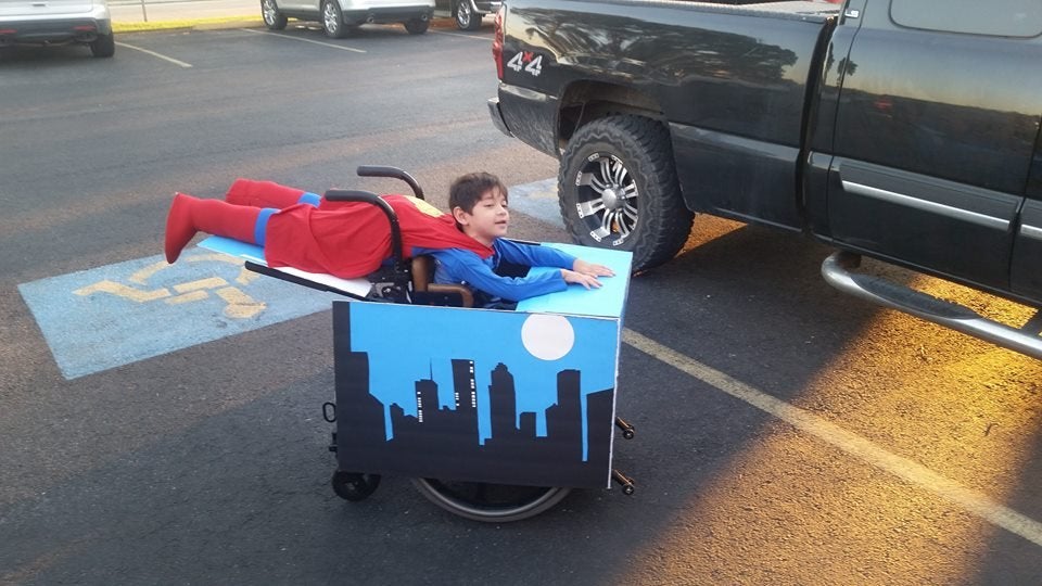 lorafay's tweet photo. Hey @JayTowers did you see this awesome wheelchair Superman costume?  Such a cute idea.  Thought you would like it. https://t.co/v8c7Lbbiiw