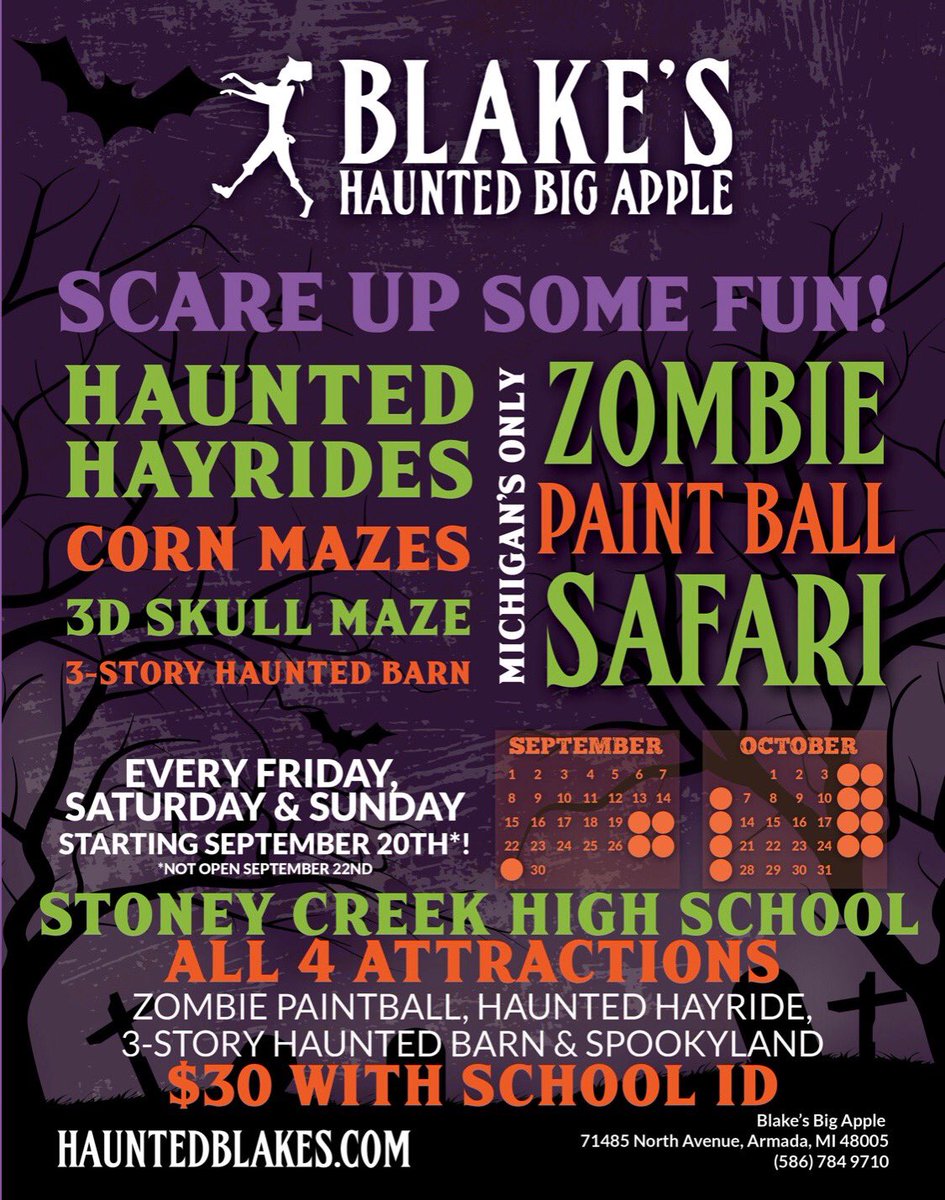 Everyone come out to Blakes Big Apple on Oct. 26th from 6-9!! Stoney students bring your ID, Cider and donuts will be included! Tickets sold at Blakes and at Lunch this week!!!!!! 🎃🎃🎃🎃🎃🎃🎃🎃