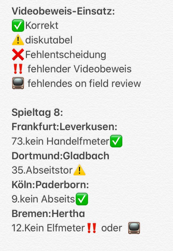 VAR_Watch's tweet photo. 8. Spieltag
2x korrekt✅
1x diskutabel⚠️
0x falsch❌
1x fehlender Videobeweis ‼️
0x fehlendes on field review 📺
Gesamte Saison 19/20:
20x korrekt✅
6x diskutabel⚠️
0x falsch❌
4x fehlender Videobeweis ‼️
1x fehlendes on field review 📺
#Videobeweis #VAR #Videoassistent https://t.co/Rf1Z2jgBqr