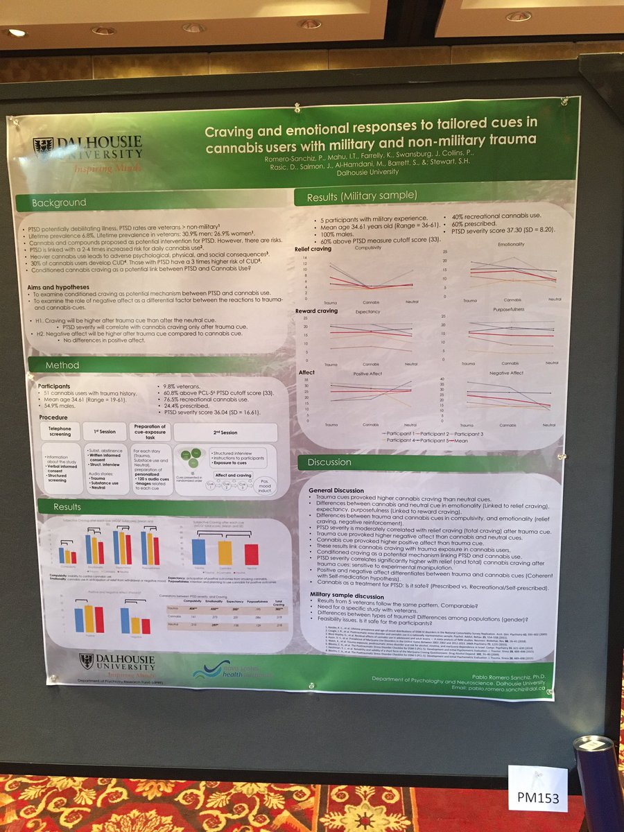 PRomeroSanchiz's tweet photo. It is great to present our results on PTSD and cannabis use at #CIMVHRForum representing @DalhousieU @PsychNeuroDal @DrSHStewart https://t.co/tWBAZNCX2k