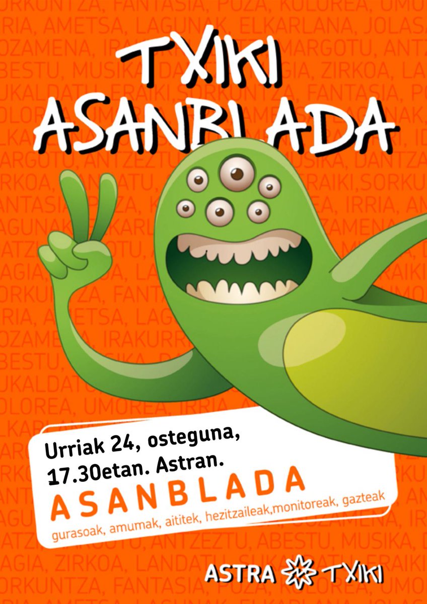 AstraTxiki's tweet photo. Bueltan da hotza eta bueltan gauz gu ere! EGUENEAN batuko gara, 17.30etan Astran! Etor zaitez ekarpen berriak egitera! @AstraGernika 

#ãstratxiki #umeak 
@gurasocom @hikhasi @BusturiaHitza @OizmendiTB https://t.co/3l75vGEc7L