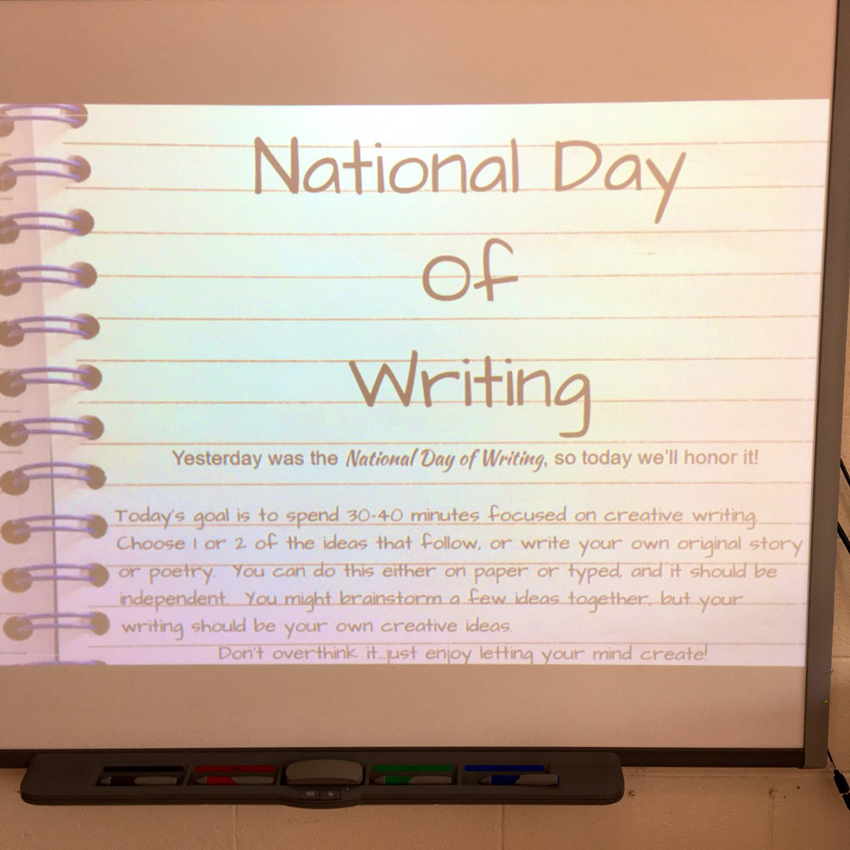 S_Hoffmann18's tweet photo. Taking a Brain Break today for some creative writing in honor of #nationaldayofwriting @SmithtownCSD @SCSD_HSE https://t.co/tRx6fP74am