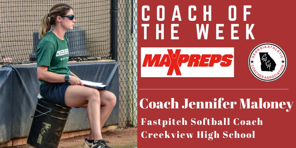 Congratulations to Georgia Athletic Coaches Association / MaxPreps Coach of the Week, Coach Jennifer Maloney, Fastpitch Softball Coach for Creekview High School! 👏👏 Creekview will be playing Evans in Columbus, GA Oct 24-26 in the Elite 8! 
@CVHSGrizzlies @MaxPreps @GACACoaches