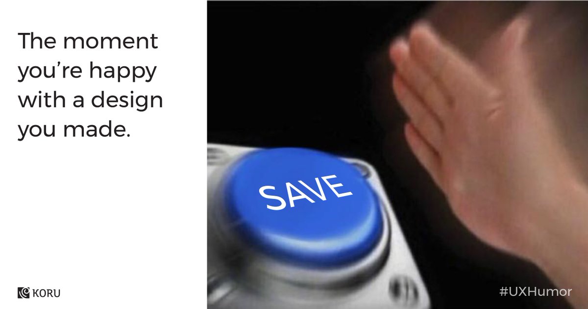 koru_ux's tweet photo. And if you don't end up hating it, the next day- You win!

#UXhumour #uxdesign #UXifyingWorkplaces https://t.co/oWZBaf6dlL
