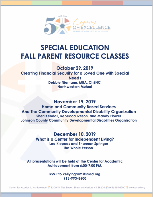 Join us for our Fall Parent Resource Classes!  Our first class is Tuesday, October 29th at the CAA!