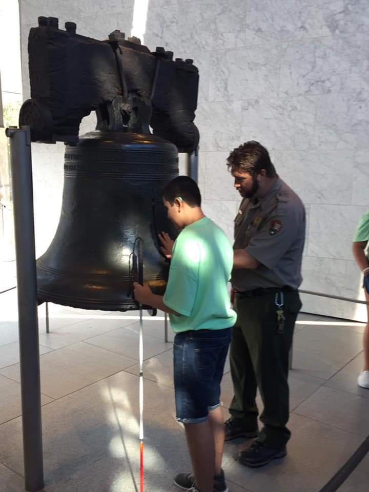 NastyWomenofNPS's tweet photo. On a recent class trip to Philadelphia, a blind student got to do something almost no one does - touch the Liberty Bell. A park ranger removed the rope and guided him to feel all of the parts of the bell, explaining everything as they went along.
📷: Jennifer Llewellyn Ruth https://t.co/Rc4h4XYFy1