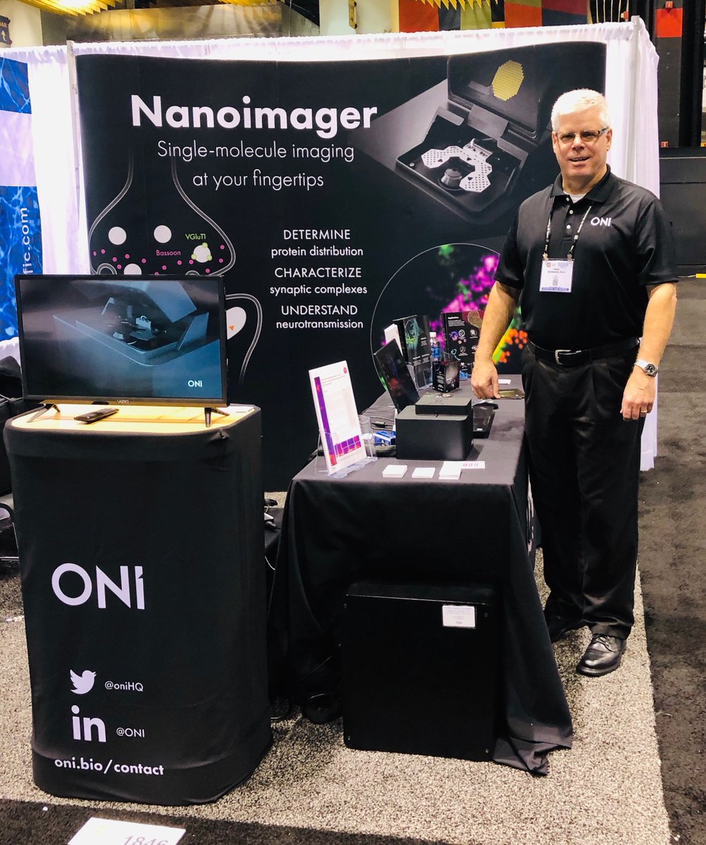 oniHQ's tweet photo. Stop by to meet Greg @sfn2019 Society for Neuroscience Annual Meeting in Chicago, IL, booth #1846. He will show you how the Nanoimager can help to characterize neurotransmission at a single molecule level. #superresolution #ONIbio Learn more➡️ https://t.co/Xbe43mNsjt https://t.co/rYozD0cRTw