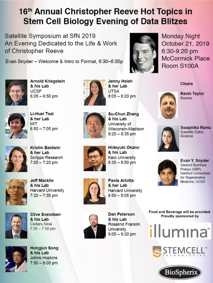 jennyhsieh5's tweet image. Check out the “Hot Topics in Stem Cell Biology” 6:30pm tonight at #SfN19 room S100A #freefood #datablitz @vnietoestevez @KaishaMeyer @e_hurley15 @UPenn_SongMing @ArlottaLab