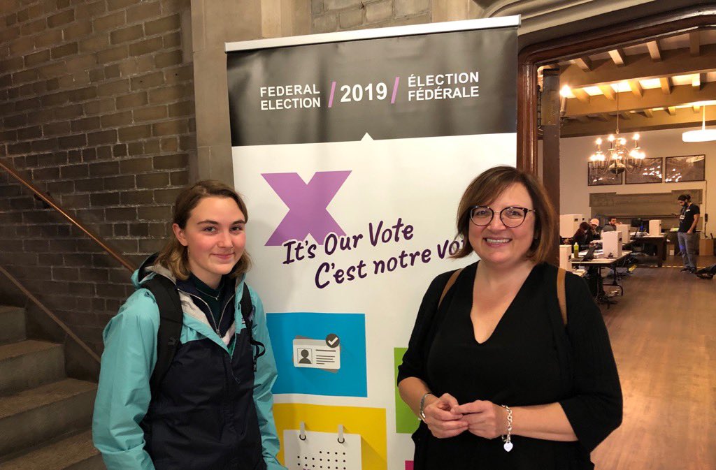 Lanampayne's tweet photo. I voted in advance. With this wonderful human. Our daughter who voted in her first federal election. She voted for a better Canada. A more inclusive and equal Canada. A Canada with a green economic plan. And so did I. #elxn43 #cdnpoli #canadavotes2019 @UniforTheUnion https://t.co/DScTOkV2T3