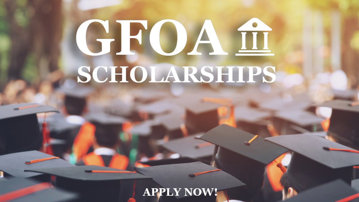 GFOA's tweet photo. Applications are open for 2020 #GFOA Scholarships. Students interested in pursuing a career in state/provincial or #localgov #finance should apply. We award more $100,000 in scholarships annually. The deadline to apply is Jan. 6, 2020. Learn more: https://t.co/K7SkmXzMwa https://t.co/jwghxgLMPu