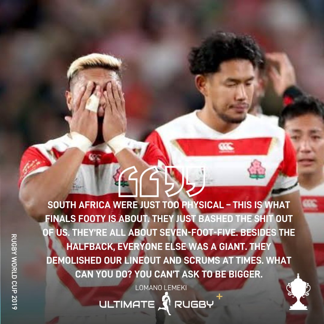 ultimaterugby's tweet photo. Lomano Lemeki gave a frank appraisal of the Springboks’ victory over Japan 😂

#RWC2019 https://t.co/AvFvYZQ1iB