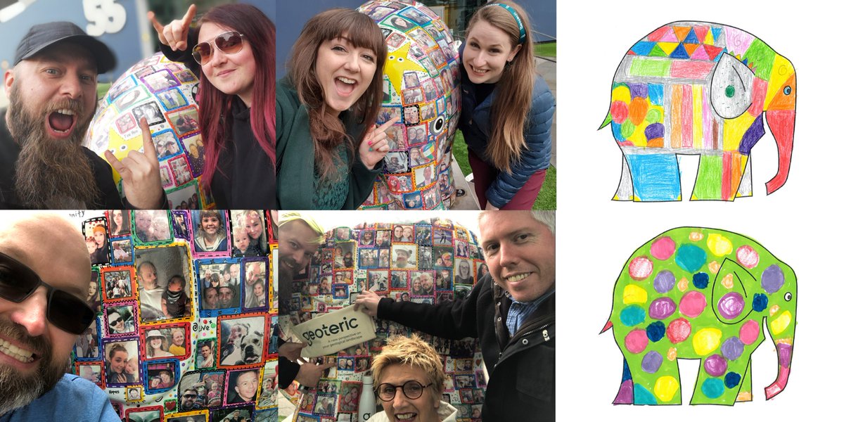 As @greatnorthelmer parade draws to a close we would like to thank employees in the Newcastle office who took part in our selfie challenge. Congratulations to Betty, Lee and Paul for the winning photo! And to Sophia and Kevin for their colourful Elmer entries! #community #support