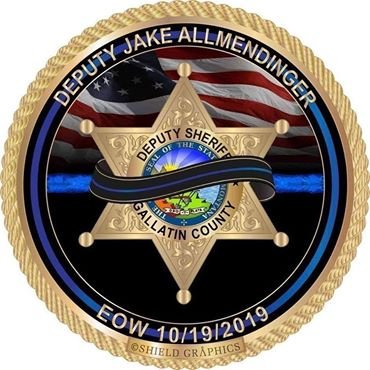 HelenaMTPolice's tweet photo. The Helena Police Department would like to extend our deepest condolences to Deputy Jake Allmendinger’s family and the Gallatin County Sheriff’s Office. Deputy Allmendinger passed away on October 19th after responding to a call in Gallatin County. https://t.co/7Hu67h7kSj