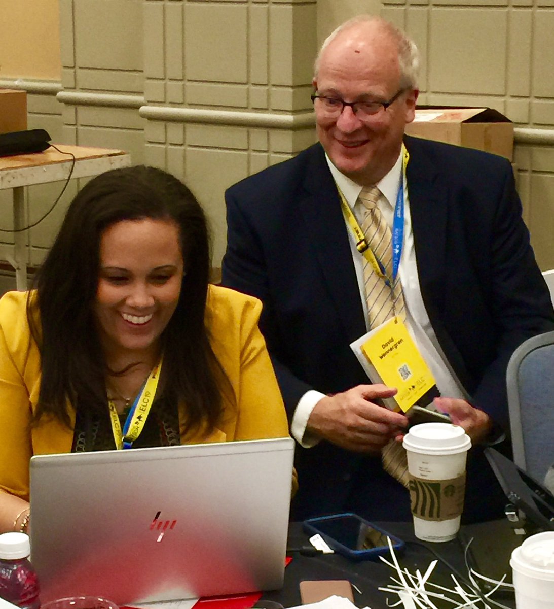 Behind the scenes at ELC-Kisha Powell and <a href="/davewennergren/">David Wennergren</a> working hard to drive impact at the event! <a href="/ACTIAC/">ACT-IAC</a> #drivingimpact