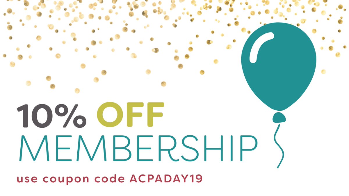 ONLY VALID TODAY! Use code ACPADAY19 at checkout to get 10% off individual membership! This code can be applied to new members or current members looking to renew! And don't forget...Grad Students can still receive 20% off membership using code SAGRAD20! buff.ly/35NRf3i