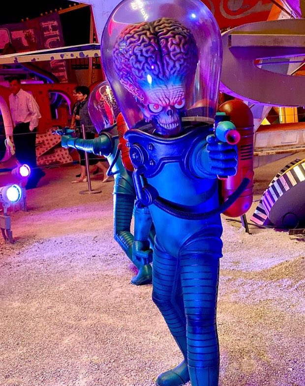 MackandSaund's tweet photo. THE INVASION BEGINS! A new exhibition of sculptural & digital installations celebrating #TimBurton’s links to Las Vegas opens at @NeonMuseum https://t.co/GD1l2YYOKk
