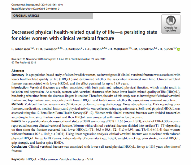 For all the fans of the <a href="/ASBMR/">ASBMR</a> recommendations for painful VCF's, here's a reality check....new #osteoporosisinternational article reporting decreased quality of life for 18.9 yrs after painful VCF! @OsteoporosisNOF <a href="/iofbonehealth/">Osteoporosis IOF</a> <a href="/RoyalOsteoSoc/">Royal Osteoporosis Society</a> <a href="/SIRspecialists/">Society of Interventional Radiology</a>
