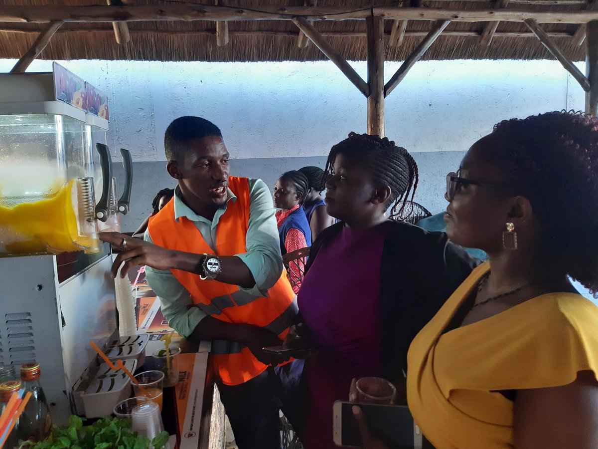 NBLUganda's tweet photo. Mixologist @brianmixologist shares the secret to the delicious slushes. Served this evening are purees of Mango, guava, lime and https://t.co/0SPPQtrxfn can opt for a cocktail of all or savour each flavour independently. #TobBrewer #QualityDrinks https://t.co/z7m5jzbSU6