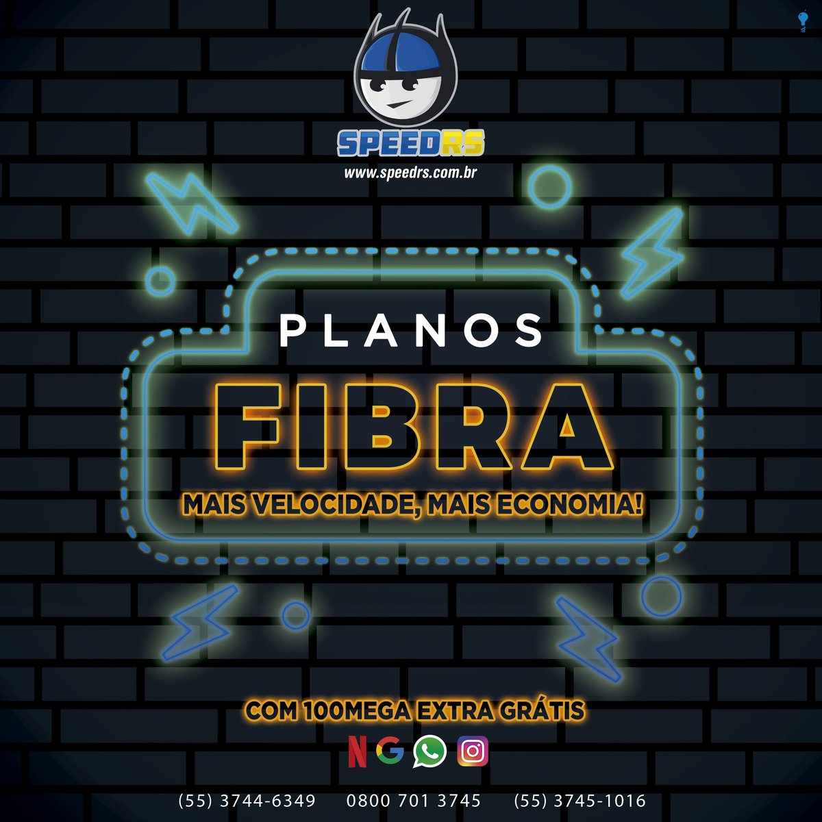 speedrsprovedor's tweet photo. A SpeedRS está com planos novos mais rápidos e super acessíveis pra turbinar a internet na sua casa! Confira nossos planos e tenha 100MEGA extra grátis para YouTube, Google, Instagram e WhatsApp!
___
Entre em contato conosco pelos telefones:
📲 (55) 9. 9908.6150 | (55) 3744.6349 https://t.co/ucYvZsDkok