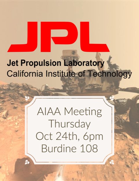 AIAAatUT's tweet photo. Our next meeting is THIS THURSDAY at 6pm (BUR 108) with none other than JPL!! If that's not enough to convince you, we'll have FREE PIZZA so make sure to come out! https://t.co/uO10zjCJjo