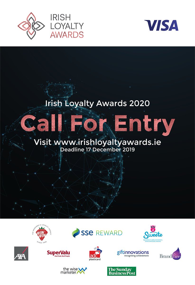 Entry is now open to all companies with customer loyalty at the heart of their business.

Visit irishloyaltyawards.ie

Deadline 17 December 2019