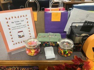 godwin_library's tweet image. New in the library this week....a new sticker mosaic for students to complete.  We also have a guessing game going on.  Person who comes closest to the number will win the contents of the jar.