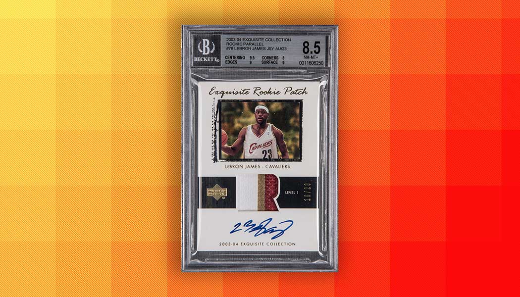 beckettcollect's tweet photo. 3 2003-04 @UpperDeckSports  Exquisite Basketball cards topped $100,000 this weekend at @GoldinAuctions  including this LeBron James /23 that went for over $270,000 https://t.co/ZfjfcLEHQB https://t.co/DubaoLDRq6