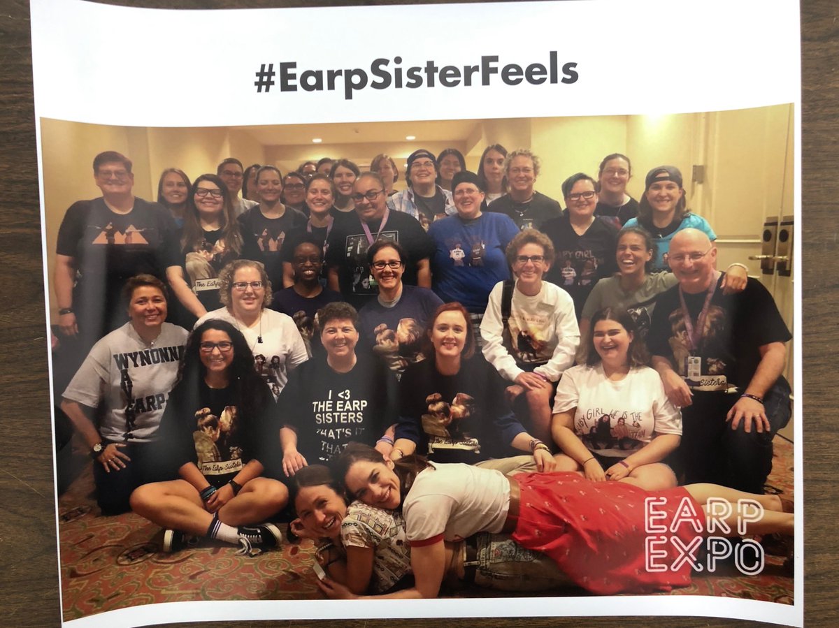 WynonnaEarpPod's tweet photo. If you're coming to @Earpapalooza this weekend &amp; you were part of this Earp sister tee shirt group photo @ @EarpExpo let me know cause I'd love to have u sign this poster print. I want to get everyone who was there to eventually sign this! #ConGoals #WynonnaEarp #EarpSisterFeels https://t.co/U2agFAPTPA