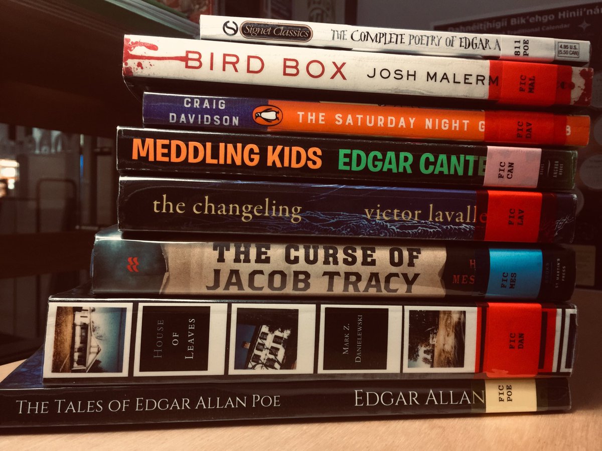 collinsnic's tweet photo. ‘‘Tis the season for mysteries and thrillers. Stop by the library before it’s too late! #pdschargers https://t.co/sxV3kOS6g1