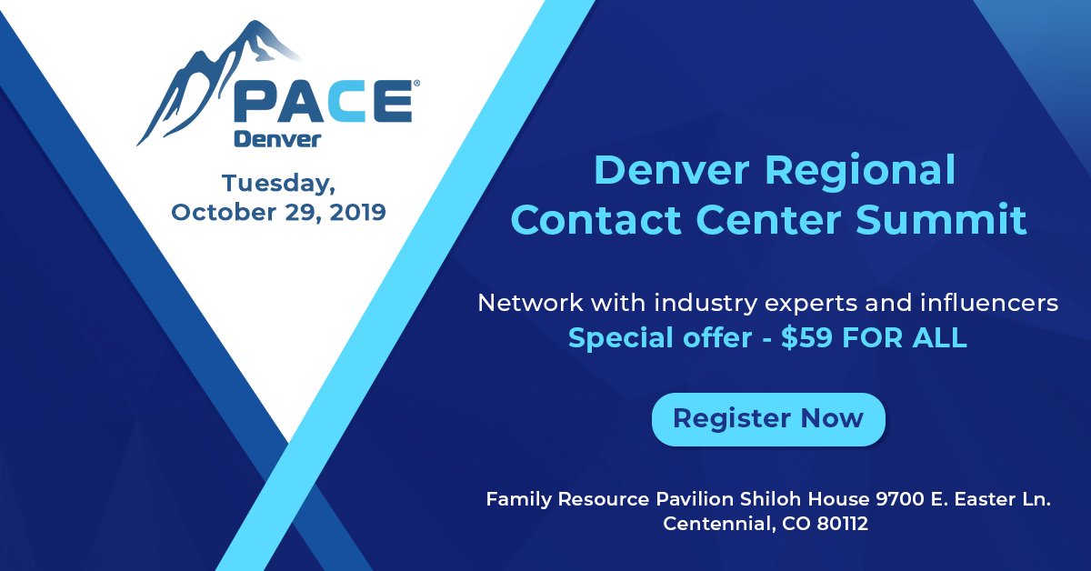 PACEassociation's tweet photo. #DoNotMiss this special offer! Network with industry experts and get opportunities for your #business. https://t.co/PHHMxqu8t7
#CX #CallCenters #CallCenterInfluencer #DenverSummit19 https://t.co/CKXfQggisH