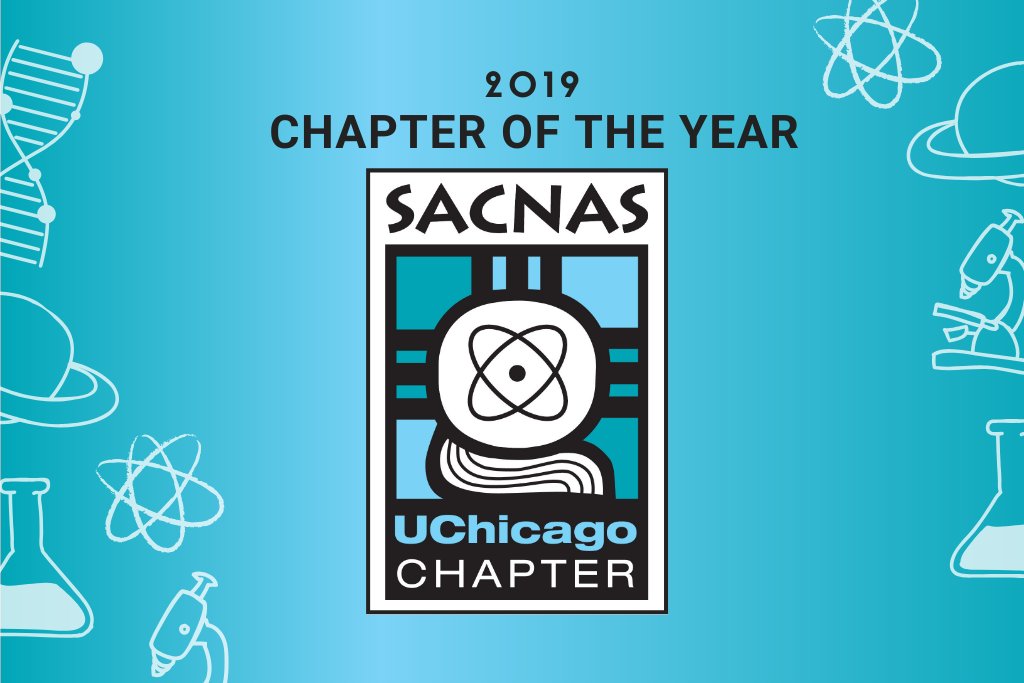 UChicago SACNAS Chapter logo, "2019 Chapter of the Year"