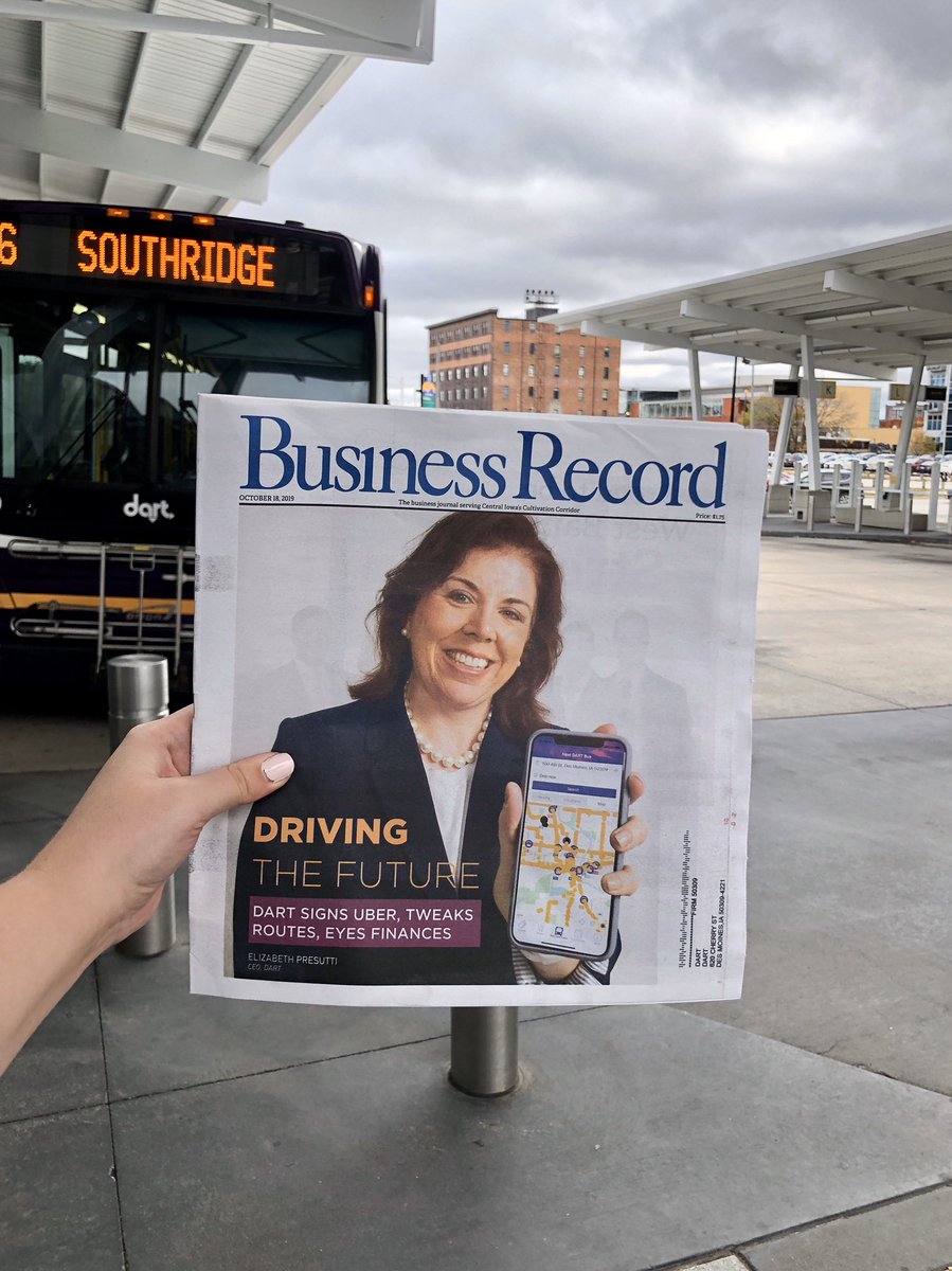 ridedart's tweet image. In @BusinessRecord now: DART’s CEO Elizabeth Presutti talks big changes, including our new Flex Connect pilot. 🗞🚍 bit.ly/2VUyvdH