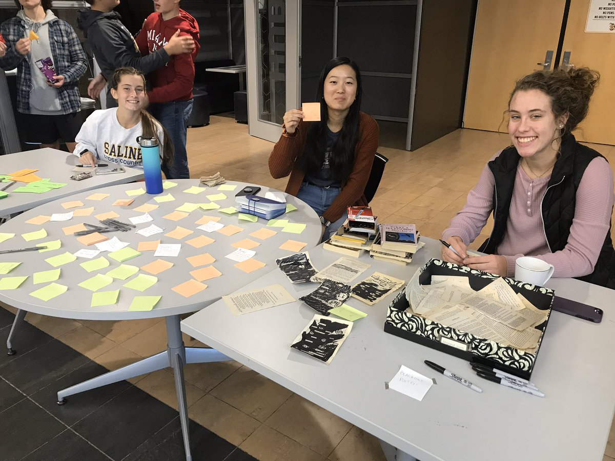 Happy #NationalDayOfWriting! <a href="/SHSWritingCTR/">SHS Writing Center</a> is celebrating with writing stations: spooky stickies, 13-word stories, and blackout poetry! Join us during lunch today. We have candy + prizes! ✏️