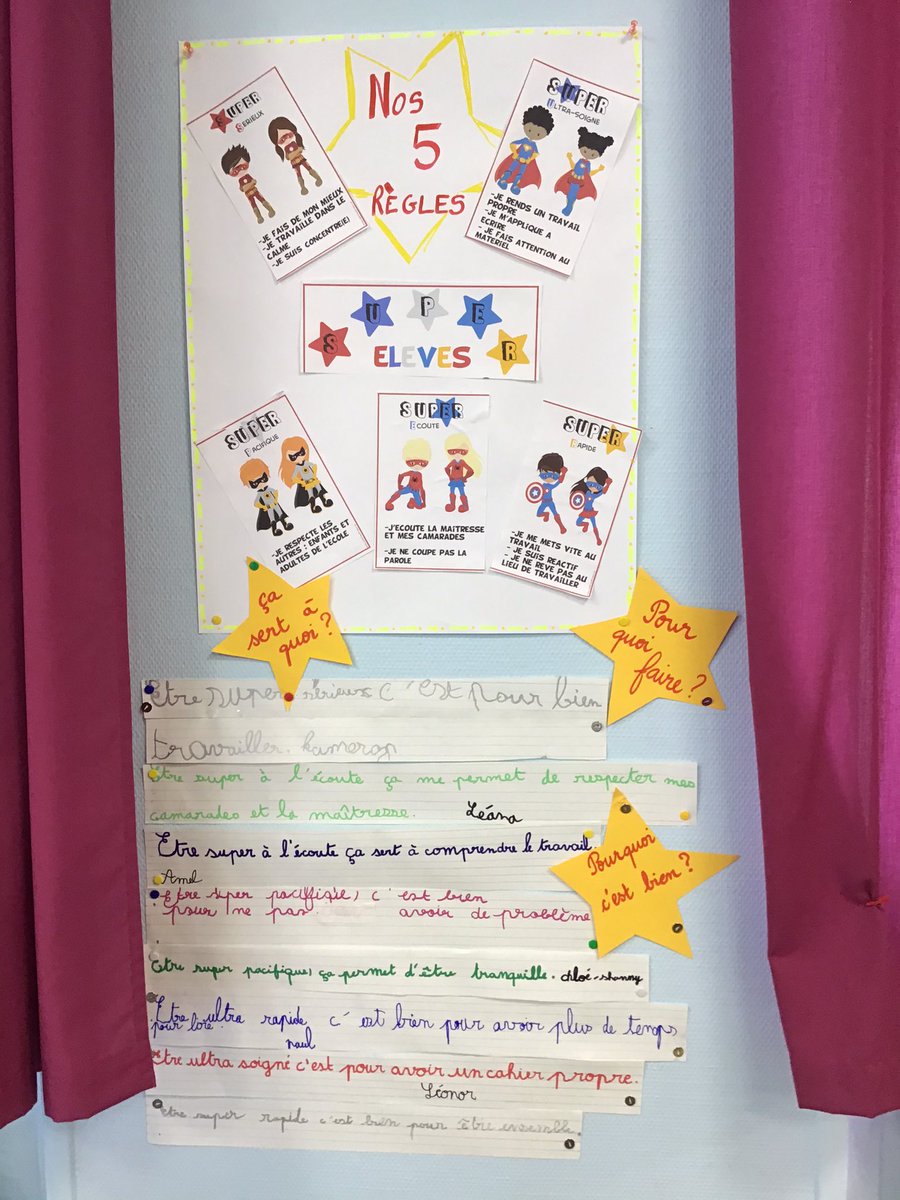 ce1_MB's tweet photo. Nous avons réfléchi à partir de nos 5 règles à respecter pour être de super élèves en classe.Pourquoi? A ça sert? Pourquoi c’est bien de les respecter...#LaLoiNosRègles https://t.co/kSv1ZAZeJd