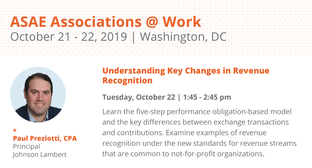 Johnson_Lambert's tweet photo. Amisha Patel and Paul Preziotti are excited for their sessions tomorrow at @ASAEcenter's #AtWork19. Which will you be attending? https://t.co/MN2fvFbWCR #JLConferences #JLInsight https://t.co/Ttz6O33Fo1