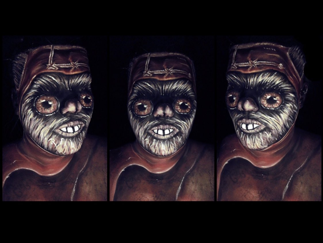 Majestic_Megzy's tweet photo. Day 21 - Ewok. This was done a few weeks back for our Co stream with the legend @FourthRoomBrew for The Return of the Java beer! We used @Snazaroo for all of it and some shadows for shading! ❤️@WatchMixer @MixerRetweet @LadiesofMixer #mixercreative #sfx #bodypainting https://t.co/Nw74tiq79B