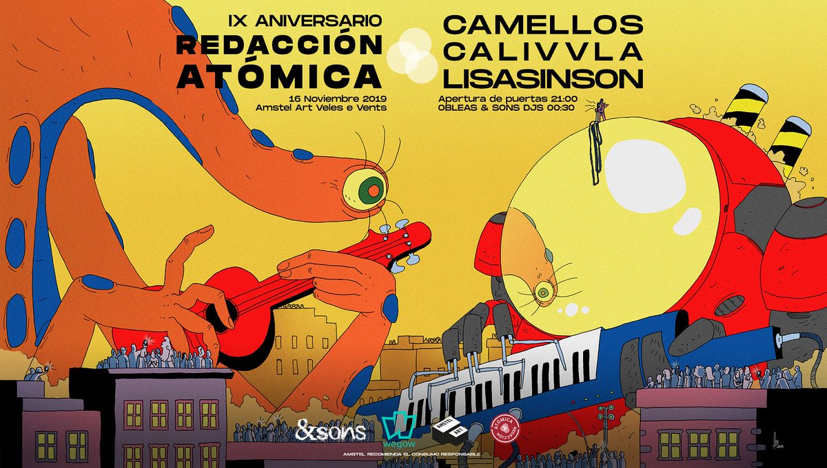 Ya quedan pocas entradas para el IX aniversario de <a href="/Redaccionatomic/">Redacción Atómica</a> con Camellos, <a href="/Calivvla/">Calivvla</a> y Lisasinson. <3
mainstage.es/camellos-caliv…