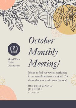Our monthly meeting is TOMMORROW in JC room F from 12:30- 1:30. Please comment below if you are able to attend!
