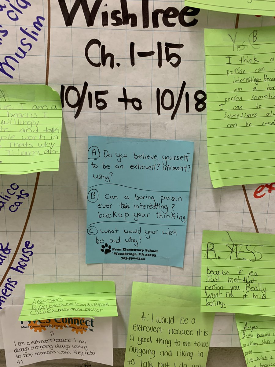 kanevskyJay's tweet photo. I know this delayed but look at what our class did for #NationalDayOnWriting last Friday! #whyiwrite #shareyourvoice #writeyourthoughts #pennESpanthers we used our #ONEbookONEschool #thewishtree to think/react/write our thoughts on the book. #pwcsproud https://t.co/j8rwmPXmsX